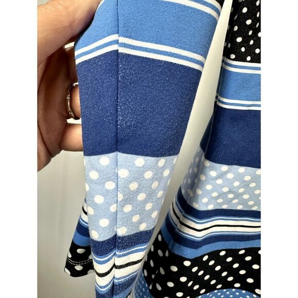 J. McLAUGHLIN Women's Stripes & Polka Dot Crew Neck 3/4 Sleeve Top Blue Small - Picture 11 of 11